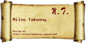 Milos Taksony névjegykártya